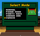 Snoopy Tennis (Game Boy Color) screenshot: Select mode.