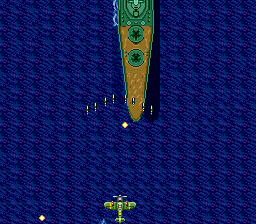 Twin Hawk (TurboGrafx CD) screenshot: Bigger ship appears...