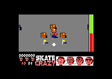 Skate Crazy (Amstrad CPC) screenshot: Car Park Challenge.