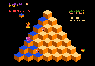 b*nQ (Atari 7800) screenshot: I'm escaping on a flying disc
