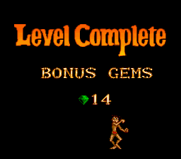 Disney's The Jungle Book (SNES) screenshot: And this is how many bonus (green) gems I collected.