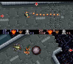 Contra III: The Alien Wars (SNES) screenshot: Stage 2 - 2 Players