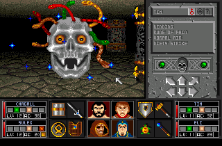 Black Crypt (Amiga) screenshot: Indeed, here's the dreaded medusa. Like some other creatures in the game, she can't be killed in the ordinary way. I won't spoil how it's done though.