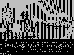 Ingrid's Back! (ZX Spectrum) screenshot: The poor guy doesn't have much colors to paint with, apparently
