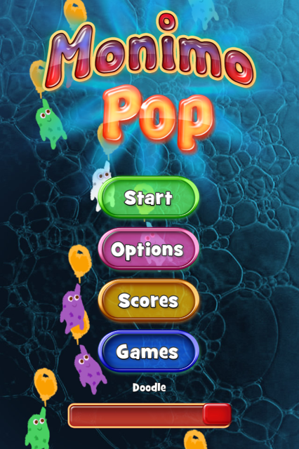 Monimo Pop (iPad) screenshot: Main Menu