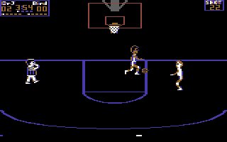 One-on-One (Commodore 64) screenshot: Referee calls a penalty