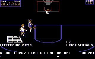 One-on-One (Commodore 64) screenshot: Title screen shows a demonstration of game play