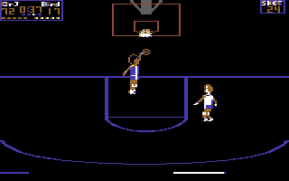 One-on-One (Commodore 64) screenshot: Dr. J scores.