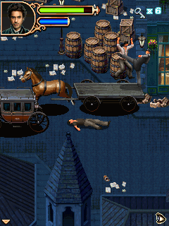 Sherlock Holmes: The Official Movie Game (J2ME) screenshot: Fighting on the back of a horse carriage