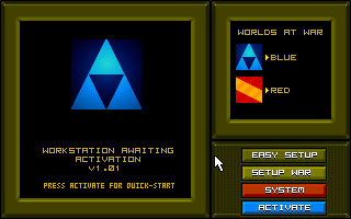 When Two Worlds War (Amiga) screenshot: Main menu. (256 Color - AGA Version)