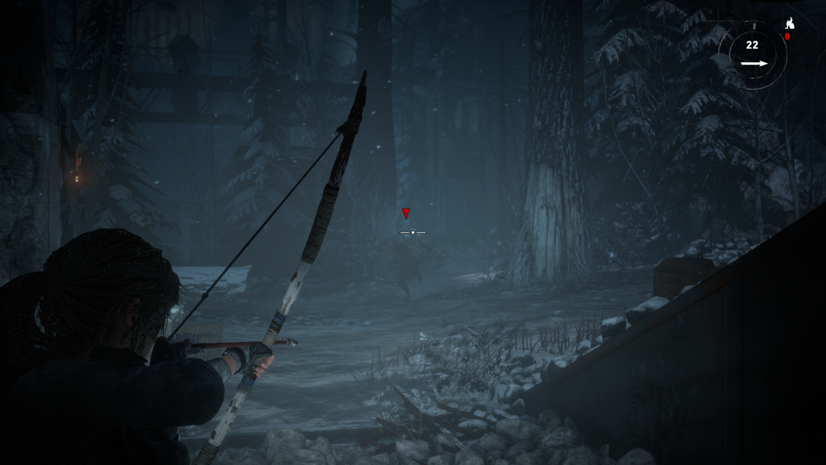 Rise of the Tomb Raider: Cold Darkness Awakened (Windows) screenshot: Trying to settle things in a stealthy manner