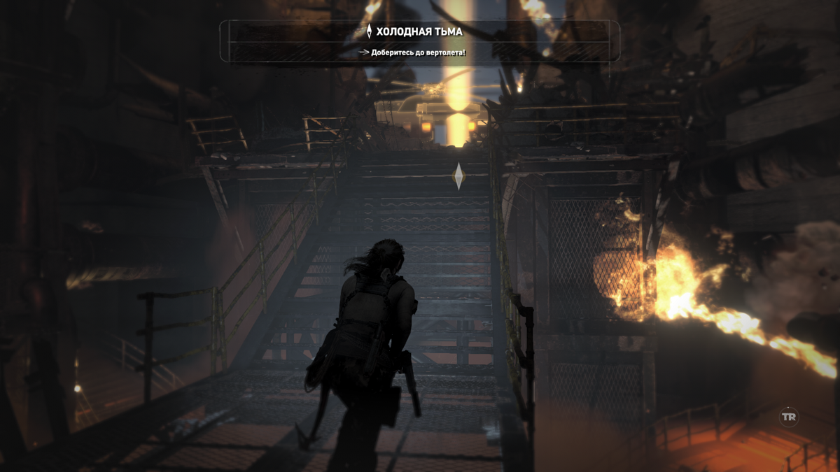 Rise of the Tomb Raider: Cold Darkness Awakened (Windows) screenshot: Escape to the helicopter