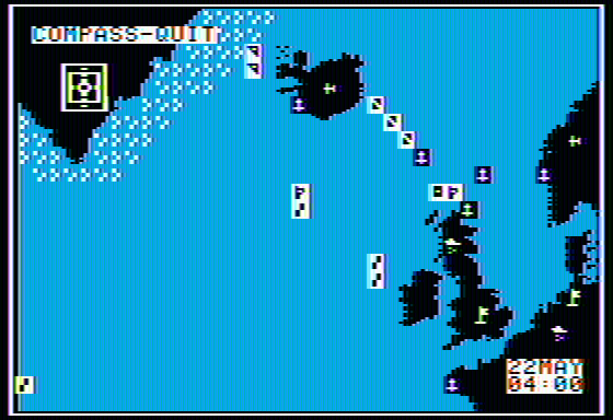 Bismarck (Apple II) screenshot: The map