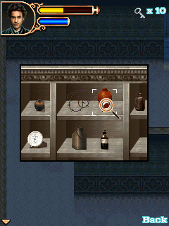 Sherlock Holmes: The Official Movie Game (J2ME) screenshot: Examining a cupboard