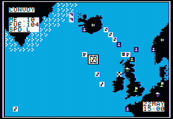 Bismarck (Apple II) screenshot: A convoy