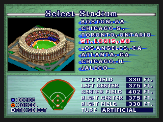 Bases Loaded '96: Double Header (PlayStation) screenshot: St. Louis.
