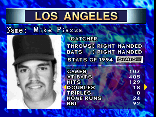 Bases Loaded '96: Double Header (PlayStation) screenshot: Mike Piazza.