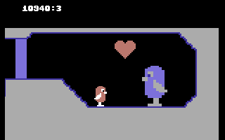 Snokie (Commodore 64) screenshot: Successfully reunited with the big penguin.