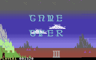 Pegasis (Commodore 64) screenshot: Game over.