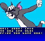 Tom and Jerry in Mouse Attacks! (Game Boy Color) screenshot: Tom: Grrrr! You won this time, but not the next! Don't forget it's only the beginning! >(