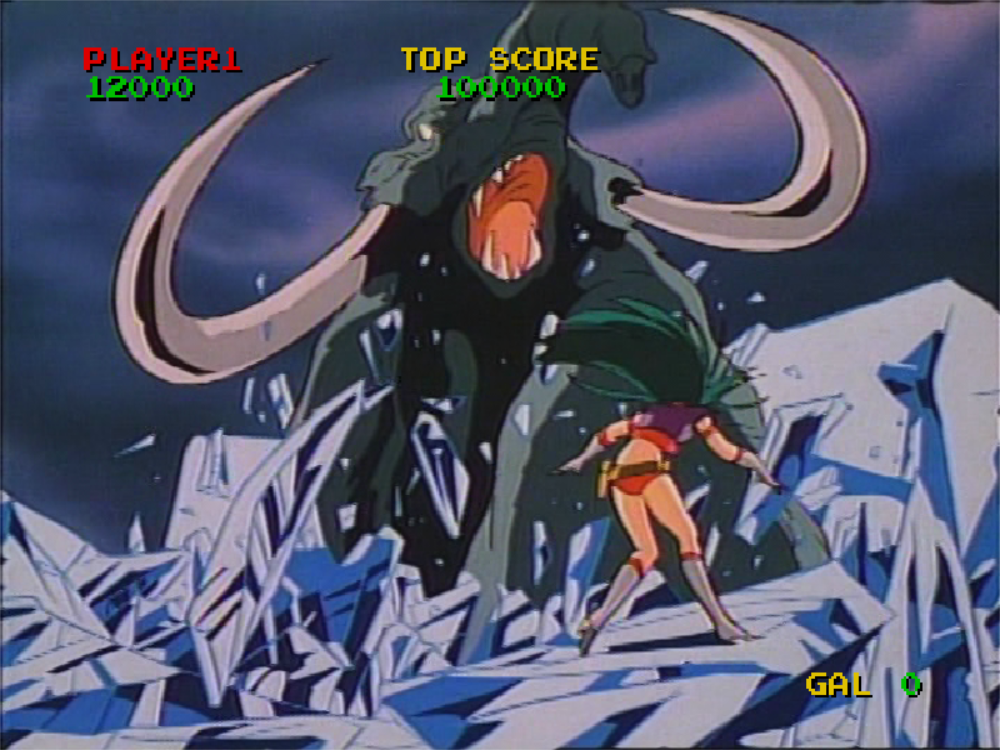 Time Gal (Arcade) screenshot: Mother of all mammoths (Singe edition)
