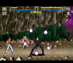 Yū Yū Hakusho Final: Makai Saikyō Retsuden (SNES) screenshot: Sensui unleashes his powerful attack