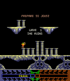 Joust 2: Survival Of The Fittest (Arcade) screenshot: Game start