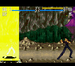 Yū Yū Hakusho Final: Makai Saikyō Retsuden (SNES) screenshot: Yusuke Charges Up His Spirit Energy