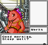 Biomotor Unitron (Neo Geo Pocket Color) screenshot: Good morning, partner!