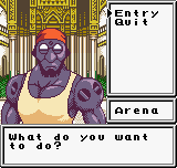 Biomotor Unitron (Neo Geo Pocket Color) screenshot: The announcer in the arena.
