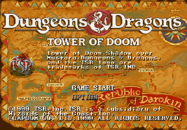 Dungeons & Dragons Collection (SEGA Saturn) screenshot: Main menu (Tower of Doom)