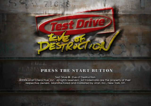 Test Drive: Eve of Destruction (PlayStation 2) screenshot: Title screen.