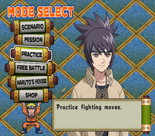 Naruto: Ultimate Ninja (PlayStation 2) screenshot: Mode screen.