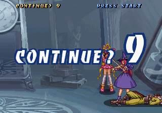 Groove on Fight: Gōketsuji Ichizoku 3 (SEGA Saturn) screenshot: Continue or not?