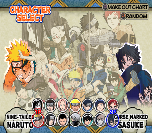 Naruto: Ultimate Ninja (PlayStation 2) screenshot: Ninja selection...