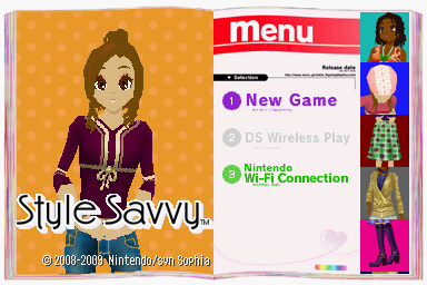 Style Savvy (Nintendo DS) screenshot: Title screen / Menu