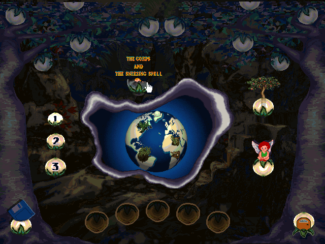 Hupchoo: The Gorps and the Sneezing Spell (Windows) screenshot: The main screen of the game