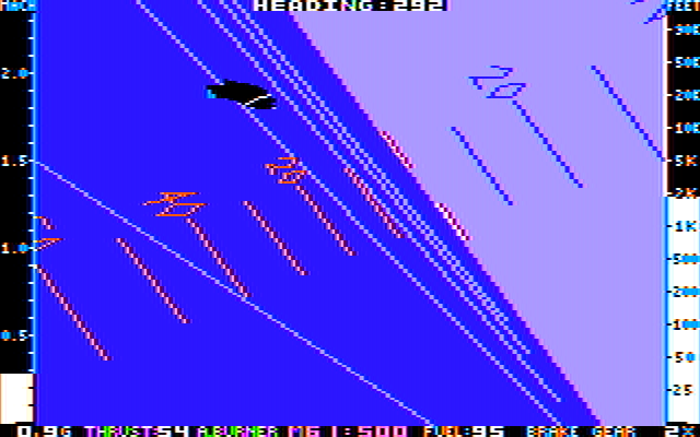 Jet: Version 2.0 (DOS) screenshot: Over troubled waters (CGA, composite)
