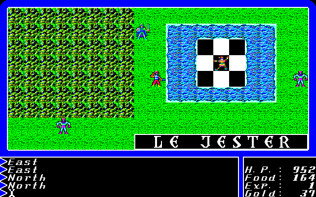 Ultima II: The Revenge of the Enchantress... (PC-98) screenshot: This is the reason why it is called Le Jester (Pony Canyon)