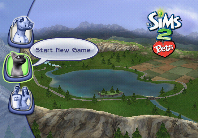 The Sims 2: Pets (PlayStation 2) screenshot: Menu screen.