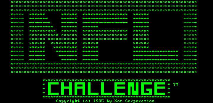 NFL Challenge (DOS) screenshot: Title screen (Monochrome display)