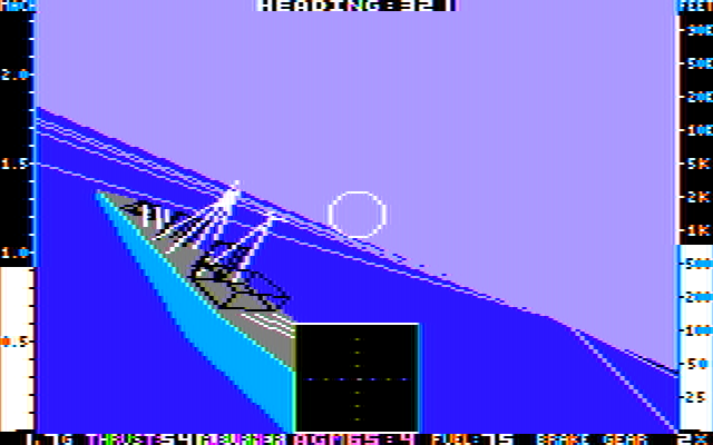 Jet: Version 2.0 (DOS) screenshot: Getting personal with an enemy cruiser (CGA, composite)