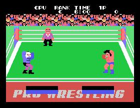 Champion Pro Wrestling (SG-1000) screenshot: Game start. Both wrestlers do their show