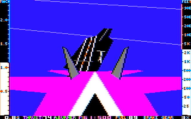 Jet: Version 2.0 (DOS) screenshot: Looking back at the carrier (CGA, composite)