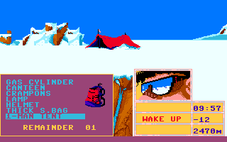 Final Assault (Amiga) screenshot: Sleeping in your tent.