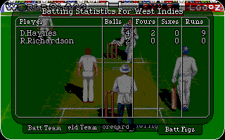 Allan Border's Cricket (Atari ST) screenshot: Batting statistics