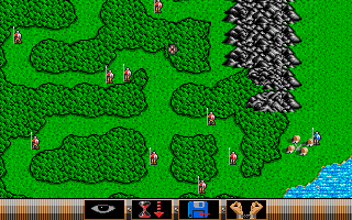 The Ancient Art of War (Atari ST) screenshot: Blue team seems slightly outnumbered