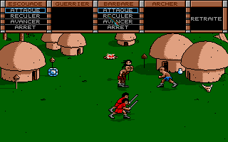 The Ancient Art of War (Atari ST) screenshot: Defending the village