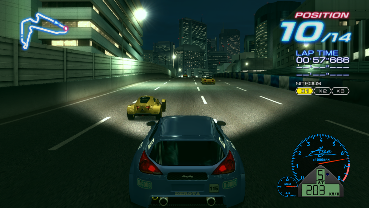 Ridge Racer 6 (Xbox 360) screenshot: Rave City Riverfront
