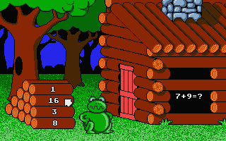 Fun School 4: For 5 to 7 Year Olds (Atari ST) screenshot: Using maths to repair a log cabin